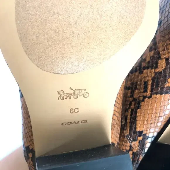 Coach Perri Snake Print Ankle Bootie Carmel Leather Westerncore - Picture 8 of 12